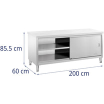 Tables – Table, central worktop with sliding door cabinet, 200 - Carlat