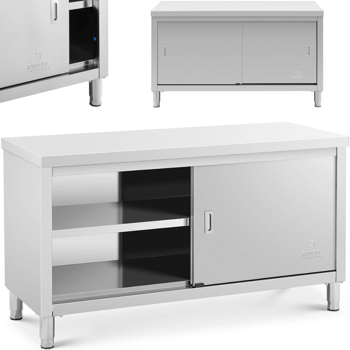 Tables – Table, central worktop with sliding door cabinet,