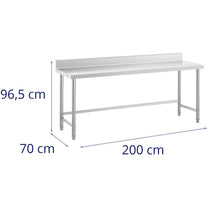 Tables – Table, stainless steel, wall-mounted worktop with edge 150x70cm - Carlat