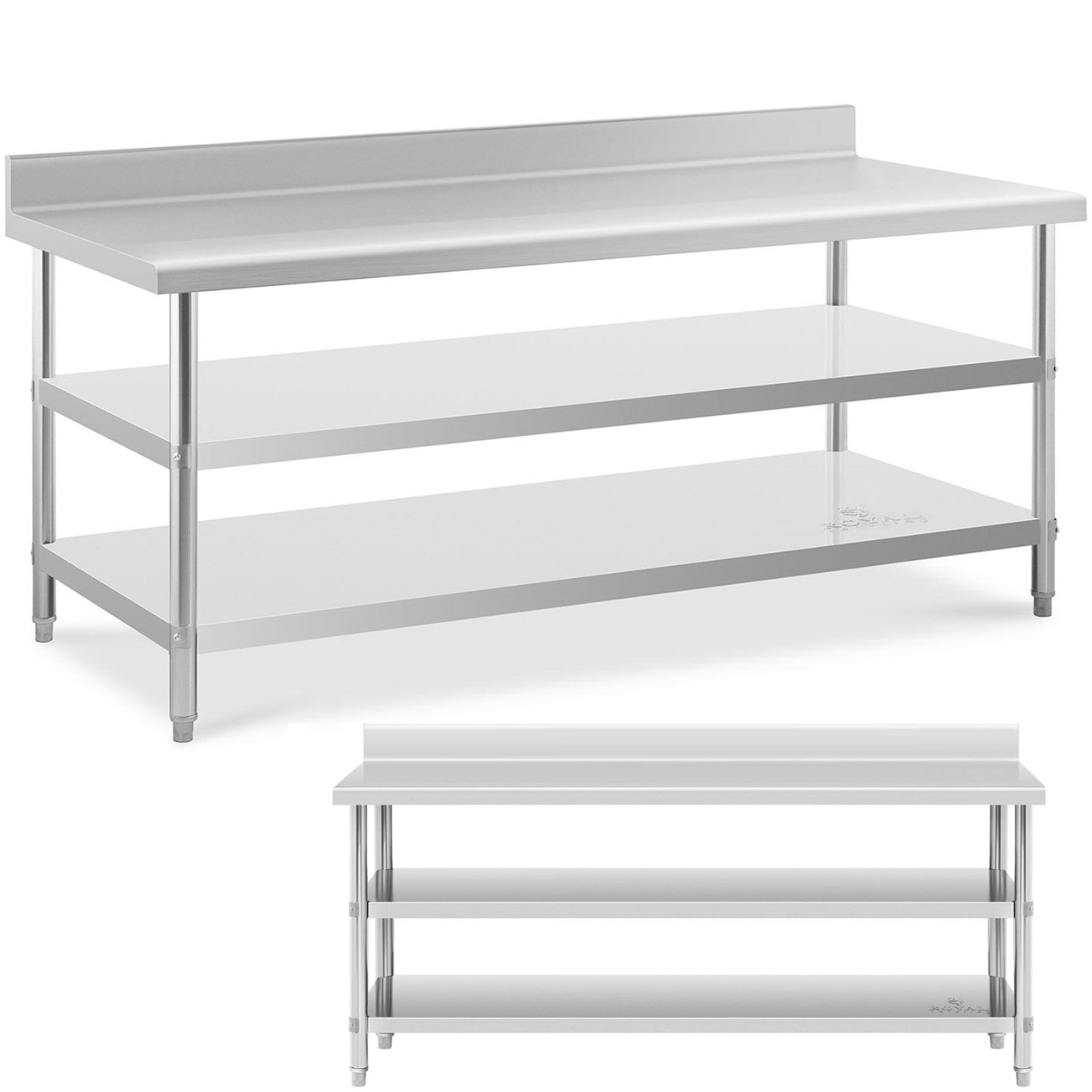 Tables – Table, stainless steel, wall-mounted worktop with edge, 2 - Carlat
