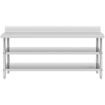 Tables – Table, stainless steel, wall-mounted worktop with edge, 2 - Carlat