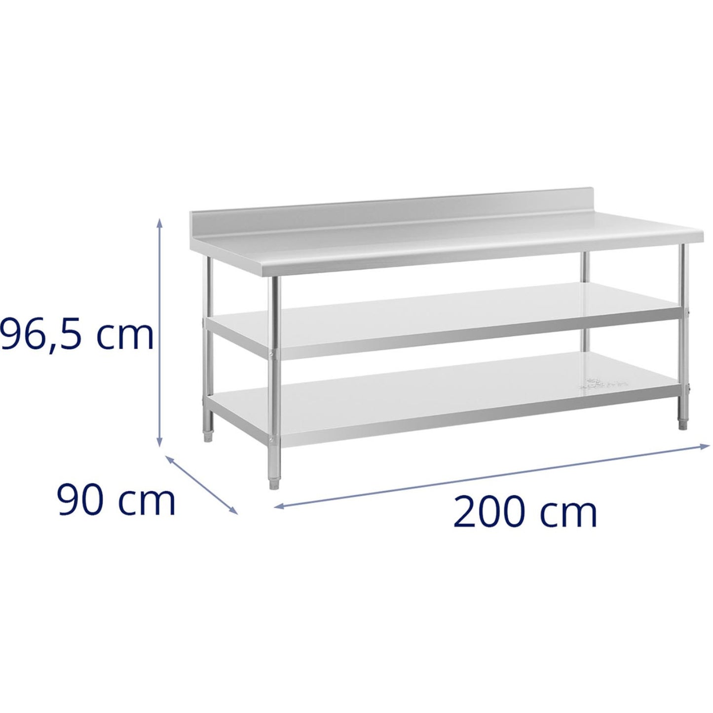 Tables – Table, stainless steel, wall-mounted worktop with edge, 2 - Carlat