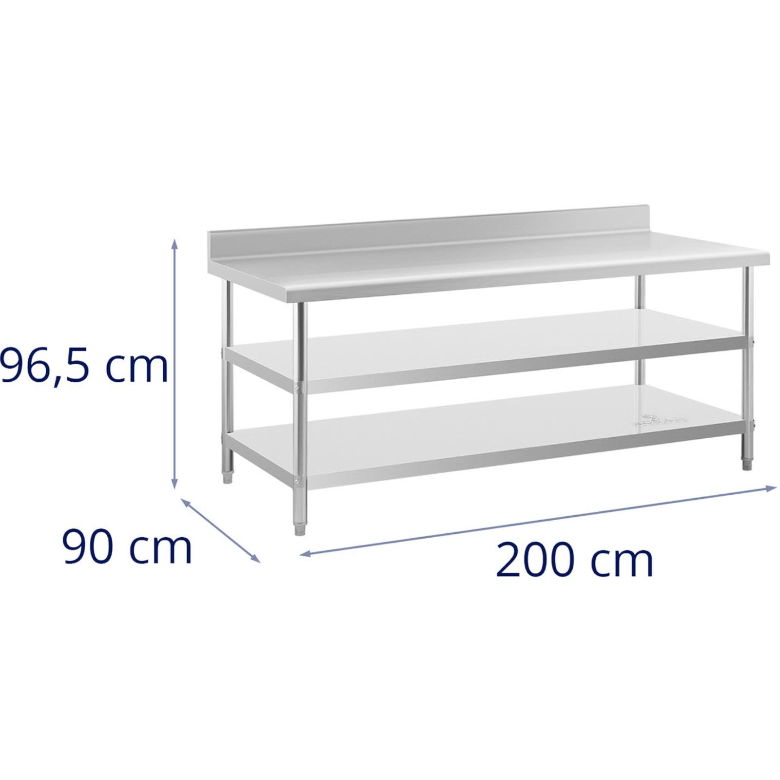 Tables – Table, stainless steel, wall-mounted worktop with edge, 2 - Carlat