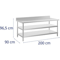 Tables – Table, stainless steel, wall-mounted worktop with edge, 2 - Carlat