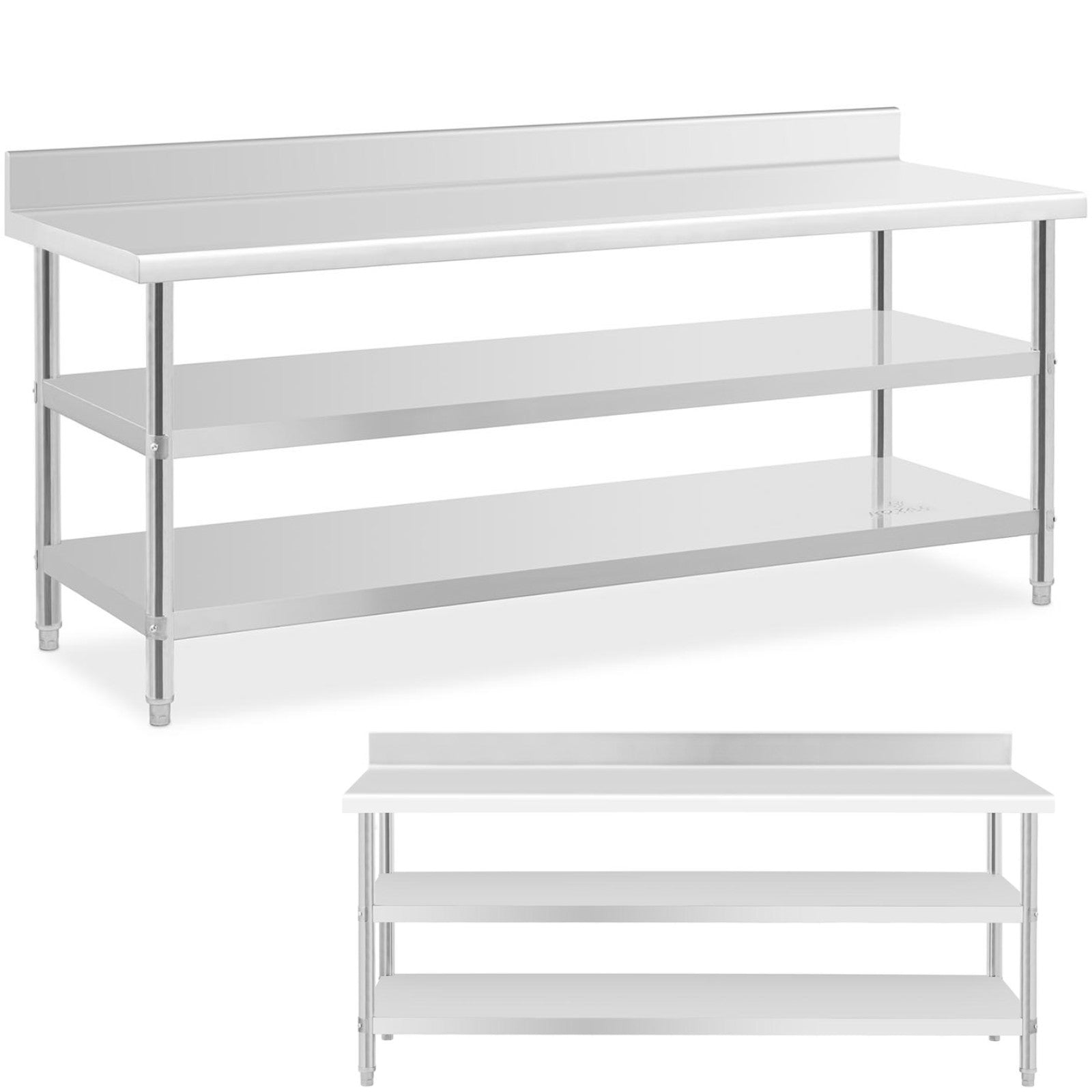 Tables – Table, stainless steel, wall-mounted worktop with edge, 2 - Carlat