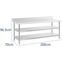 Tables – Table, stainless steel, wall-mounted worktop with edge, 2 - Carlat
