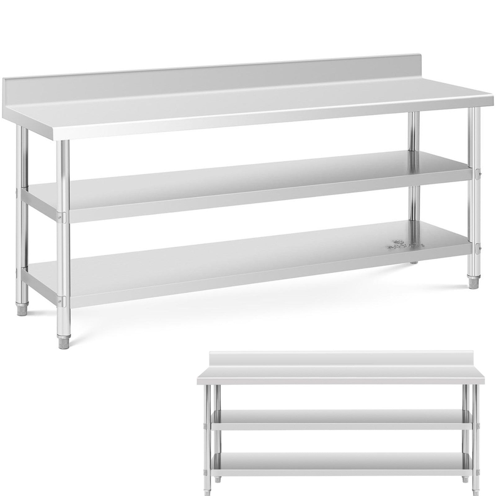 Tables – Table, stainless steel, wall-mounted worktop with edge, 2 - Carlat