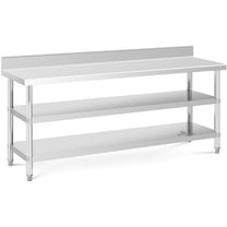 Tables – Table, stainless steel, wall-mounted worktop with edge, 2 - Carlat
