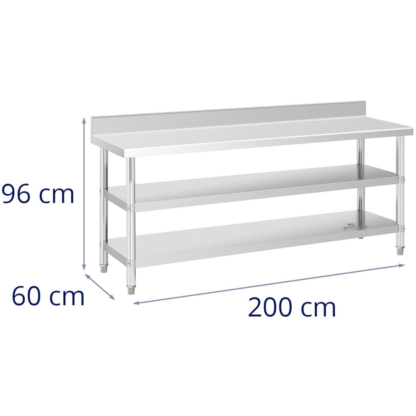 Tables – Table, stainless steel, wall-mounted worktop with edge, 2 - Carlat