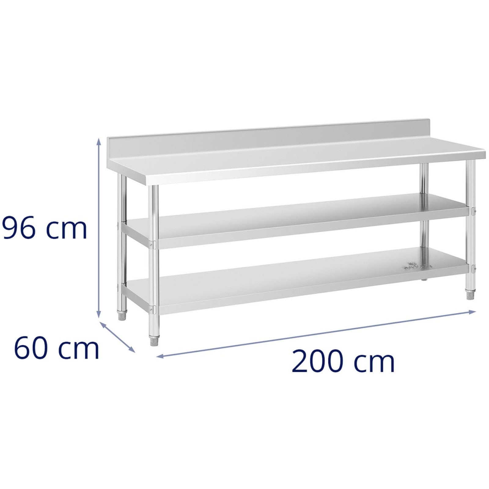 Tables – Table, stainless steel, wall-mounted worktop with edge, 2 - Carlat