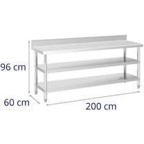 Tables – Table, stainless steel, wall-mounted worktop with edge, 2 - Carlat