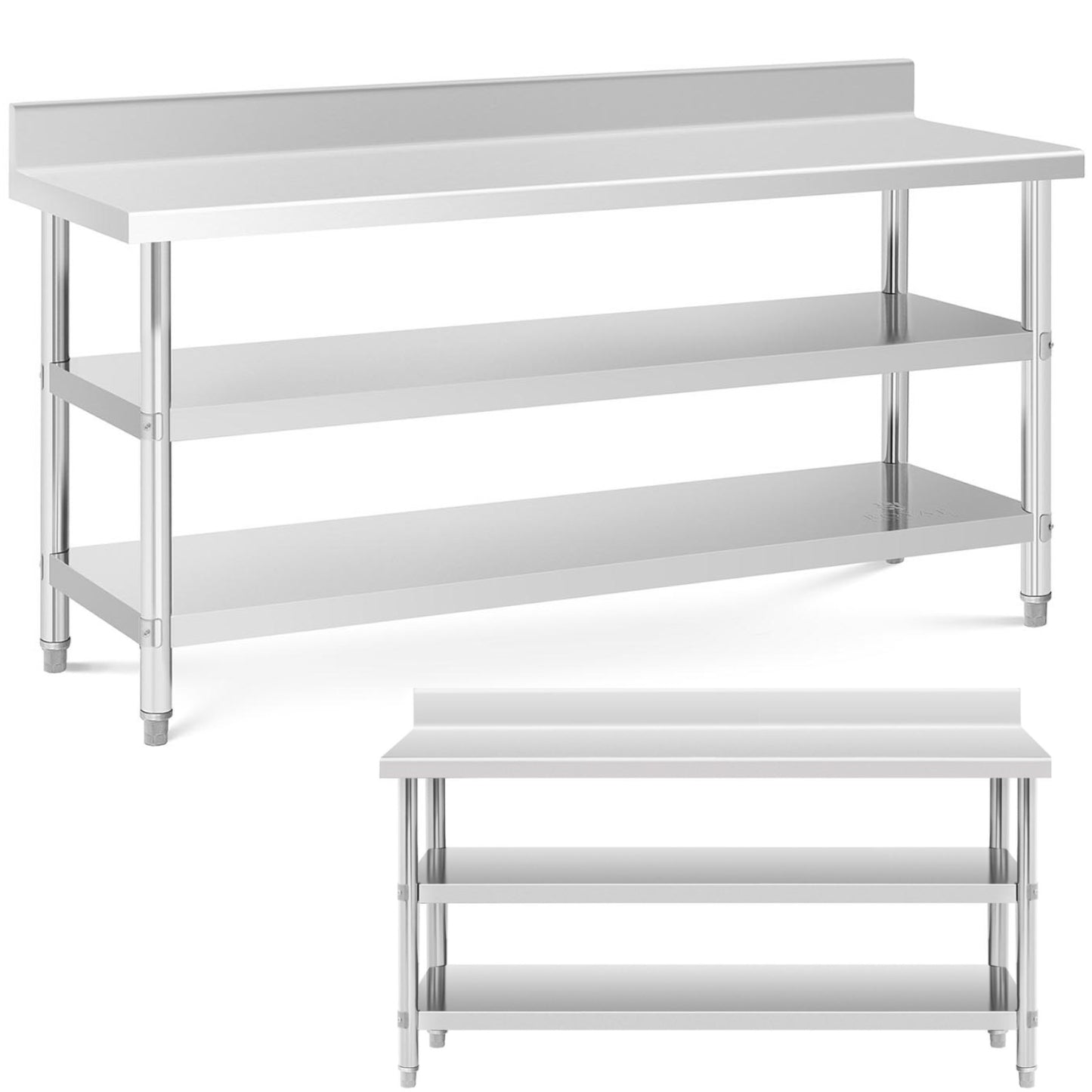 Tables – Table, stainless steel, wall-mounted worktop with edge, 2 - Carlat