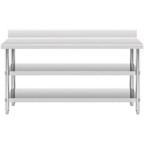 Tables – Table, stainless steel, wall-mounted worktop with edge, 2 - Carlat