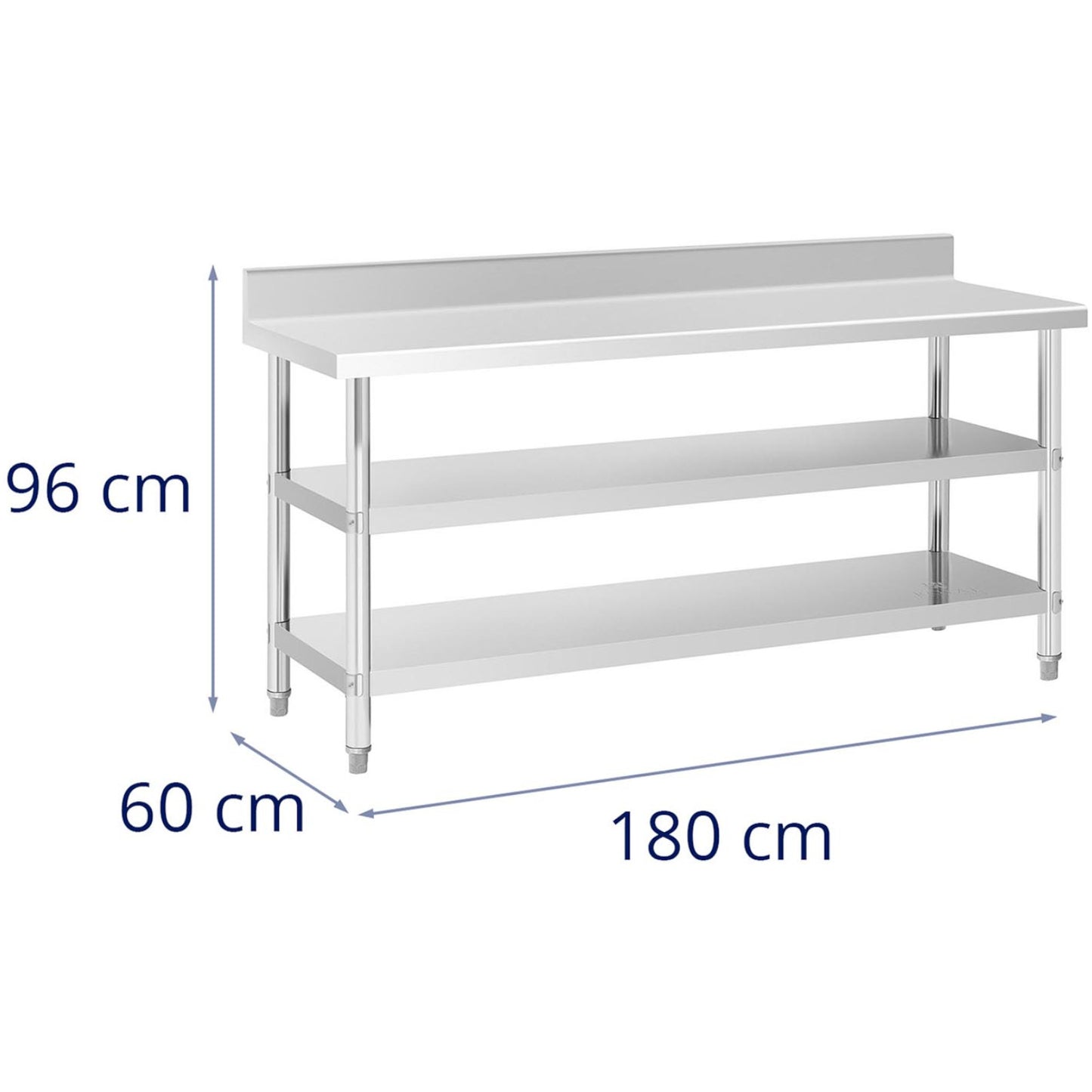 Tables – Table, stainless steel, wall-mounted worktop with edge, 2 - Carlat