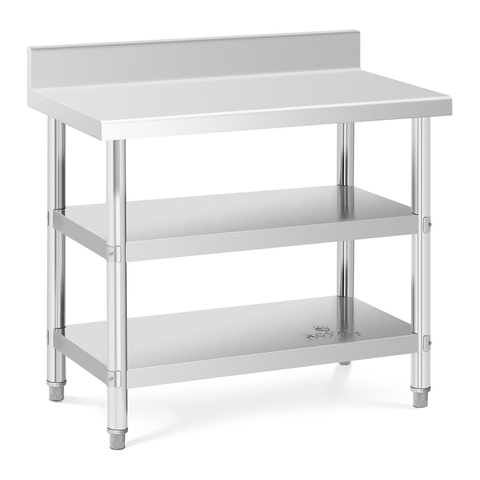 Tables – Table, stainless steel, wall-mounted worktop with edge, 2 - Carlat