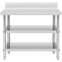 Tables – Table, stainless steel, wall-mounted worktop with edge, 2 - Carlat