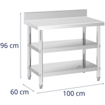 Tables – Table, stainless steel, wall-mounted worktop with edge, 2 - Carlat