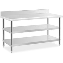 Tables – Table, stainless steel, wall-mounted worktop with edge, 2 - Carlat