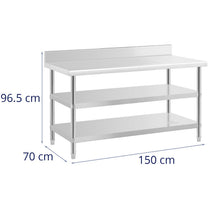 Tables – Table, stainless steel, wall-mounted worktop with edge, 2 - Carlat