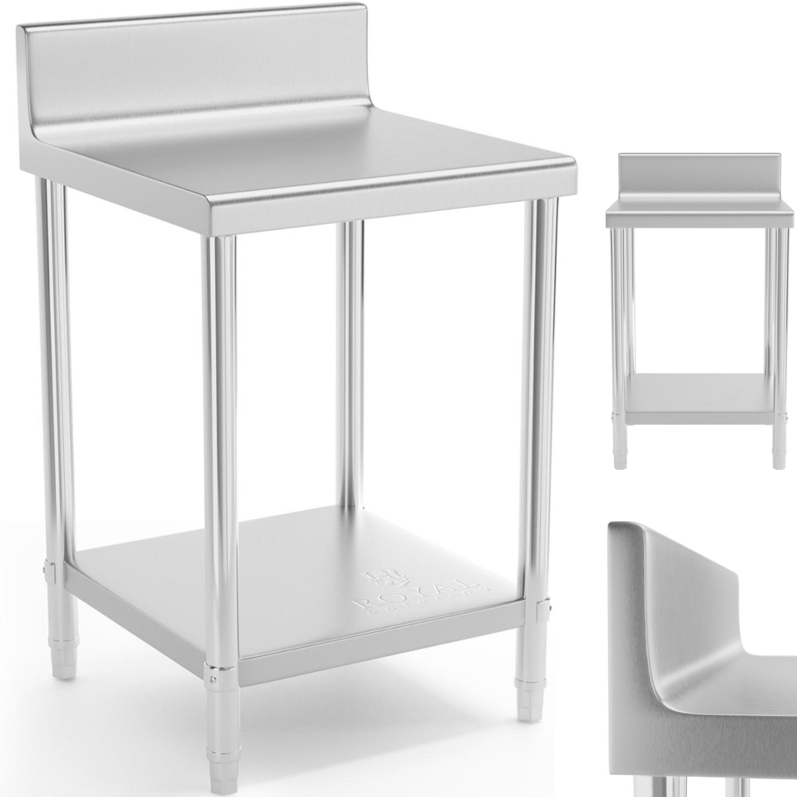 Tables – Table, stainless steel worktop, wall-mounted, with edge and - Carlat