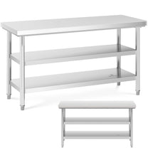 Tables – Table, stainless steel worktop with 2 shelves, 150x60cm - Carlat