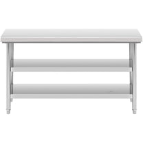 Tables – Table, stainless steel worktop with 2 shelves, 150x60cm - Carlat