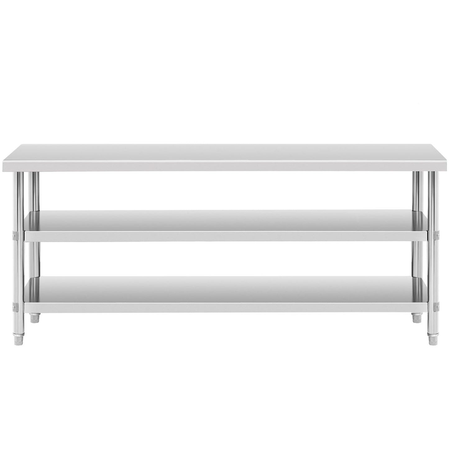 Tables – Table, stainless steel worktop with 2 shelves, 150x70cm - Carlat
