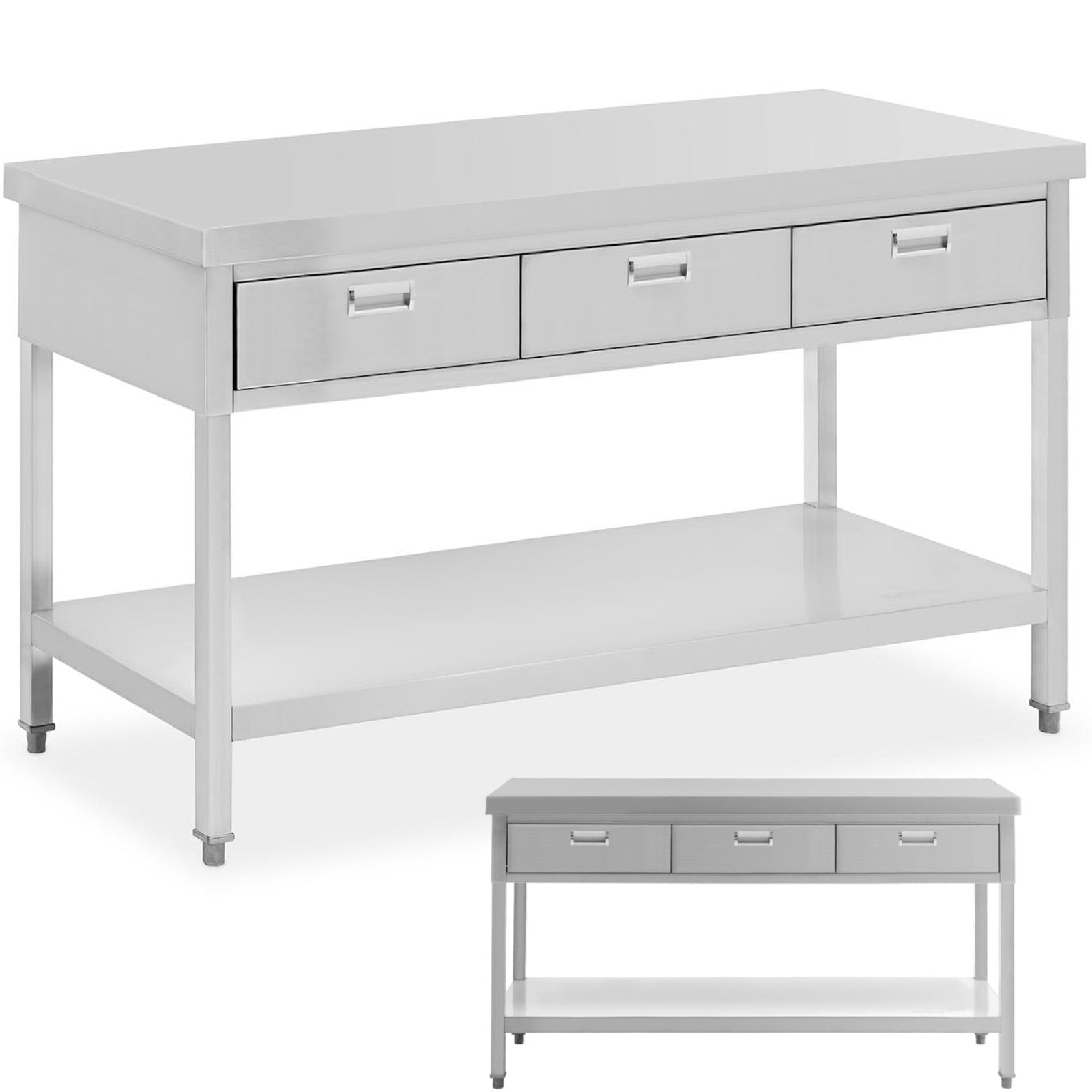 Tables – Table, steel gastronomic worktop with shelf and drawers, - Carlat