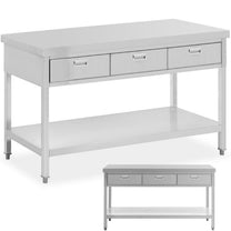 Tables – Table, steel gastronomic worktop with shelf and drawers, - Carlat