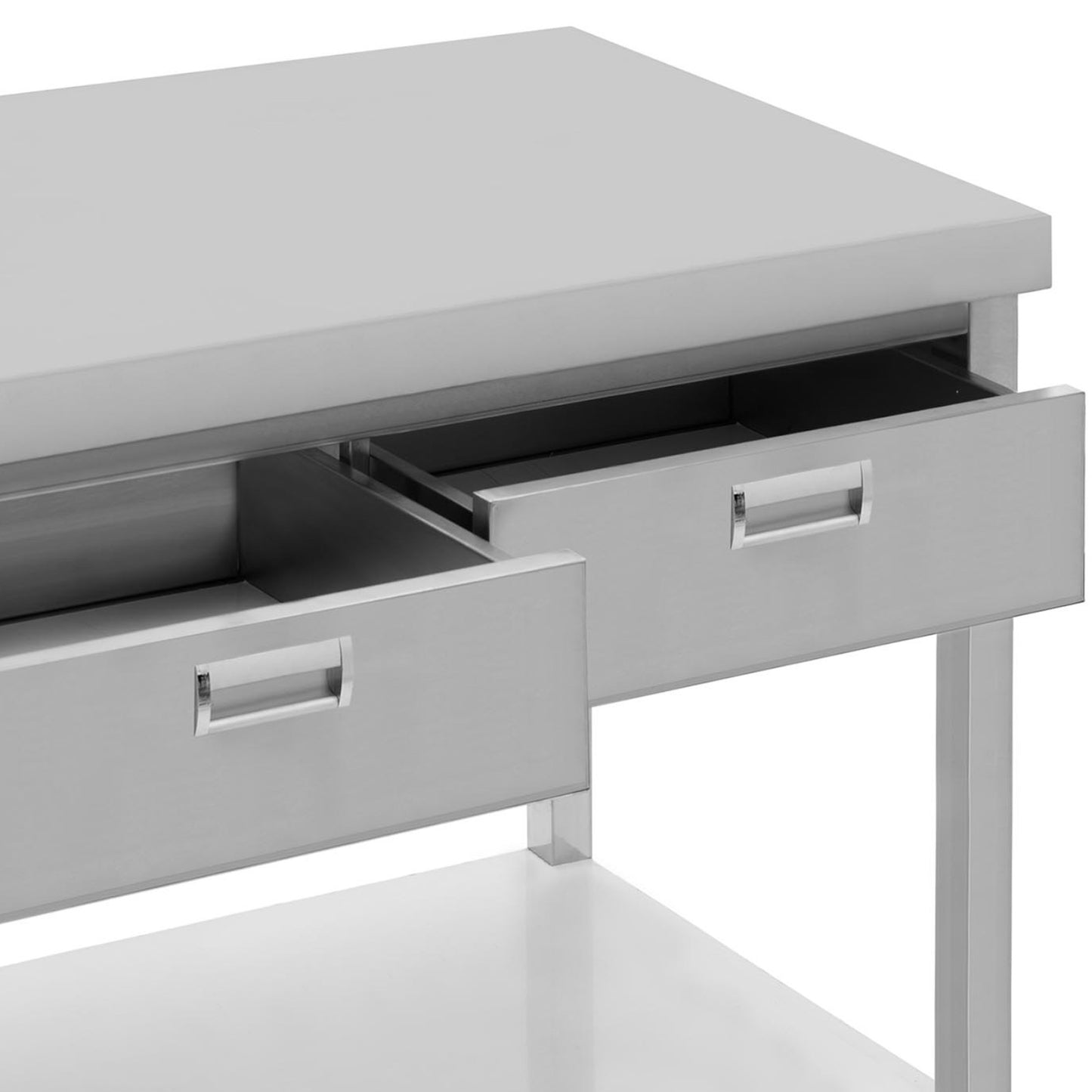 Tables – Table, steel gastronomic worktop with shelf and drawers, - Carlat