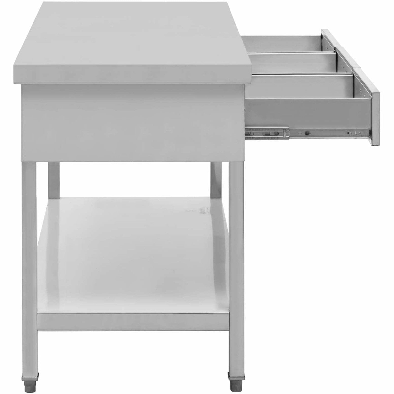 Tables – Table, steel gastronomic worktop with shelf and drawers, - Carlat