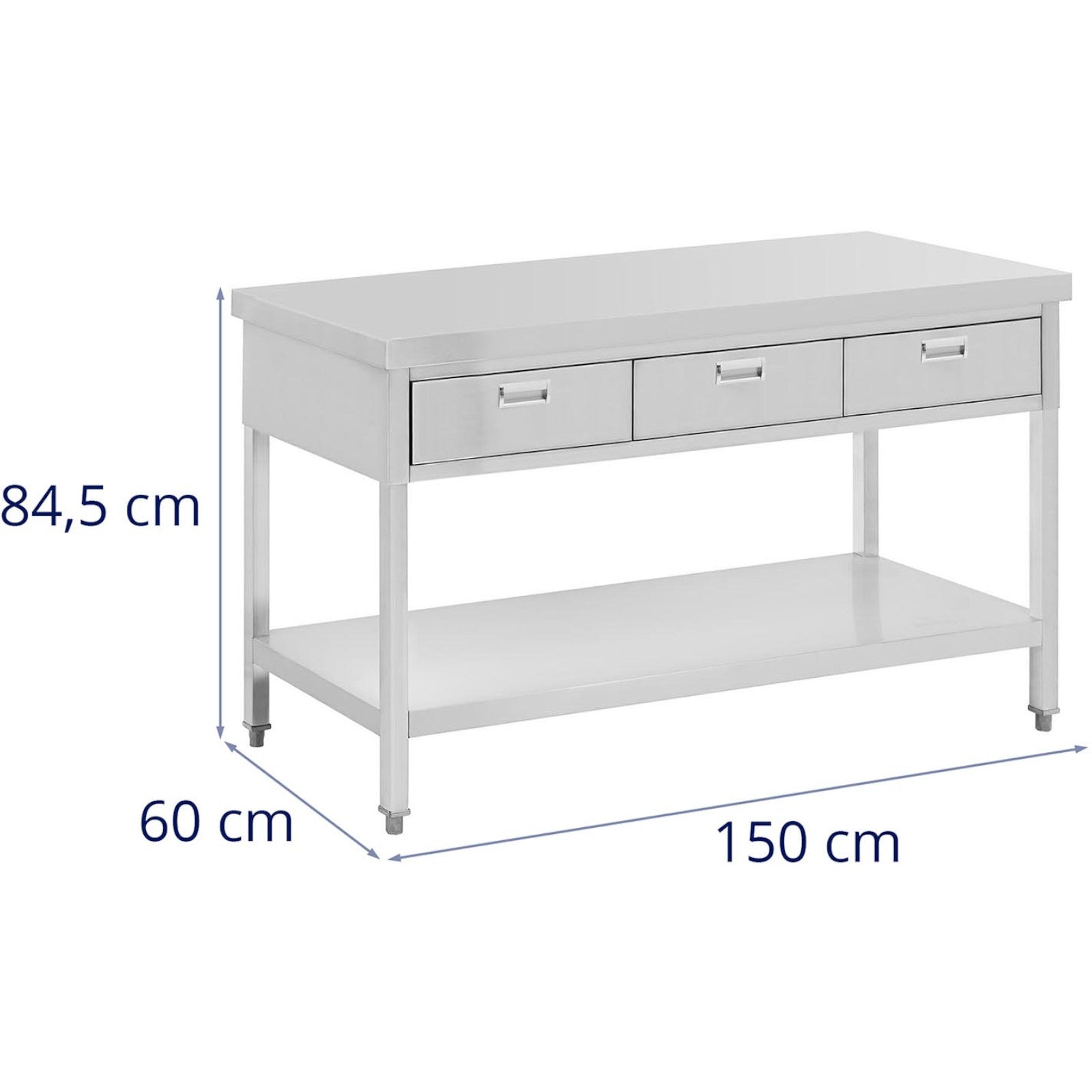 Tables – Table, steel gastronomic worktop with shelf and drawers, - Carlat