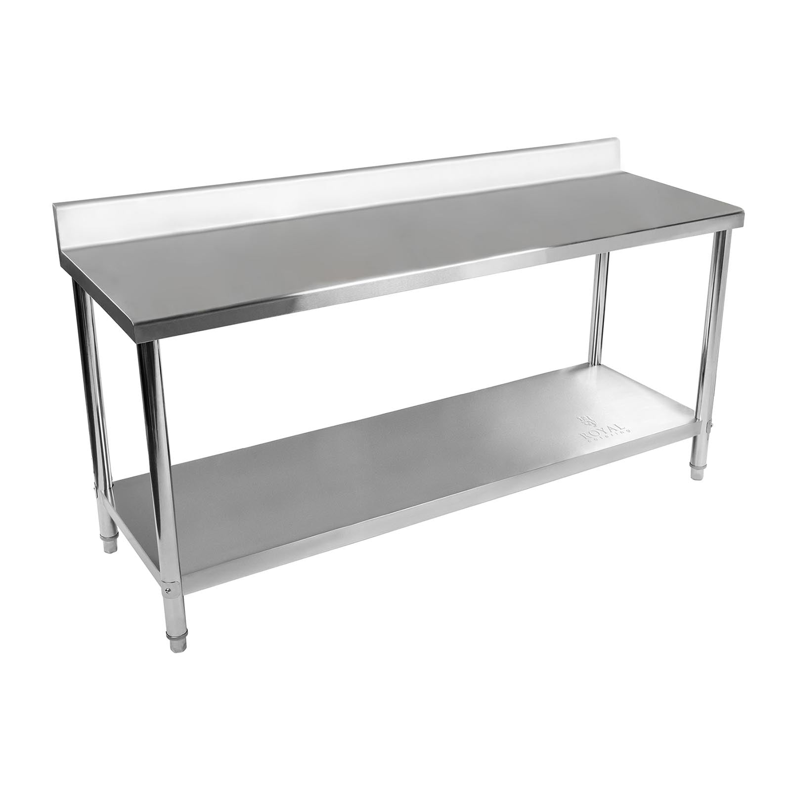 Tables – Table, wall-mounted catering worktop with edge and shelf, - Carlat