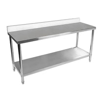 Tables – Table, wall-mounted catering worktop with edge and shelf, - Carlat