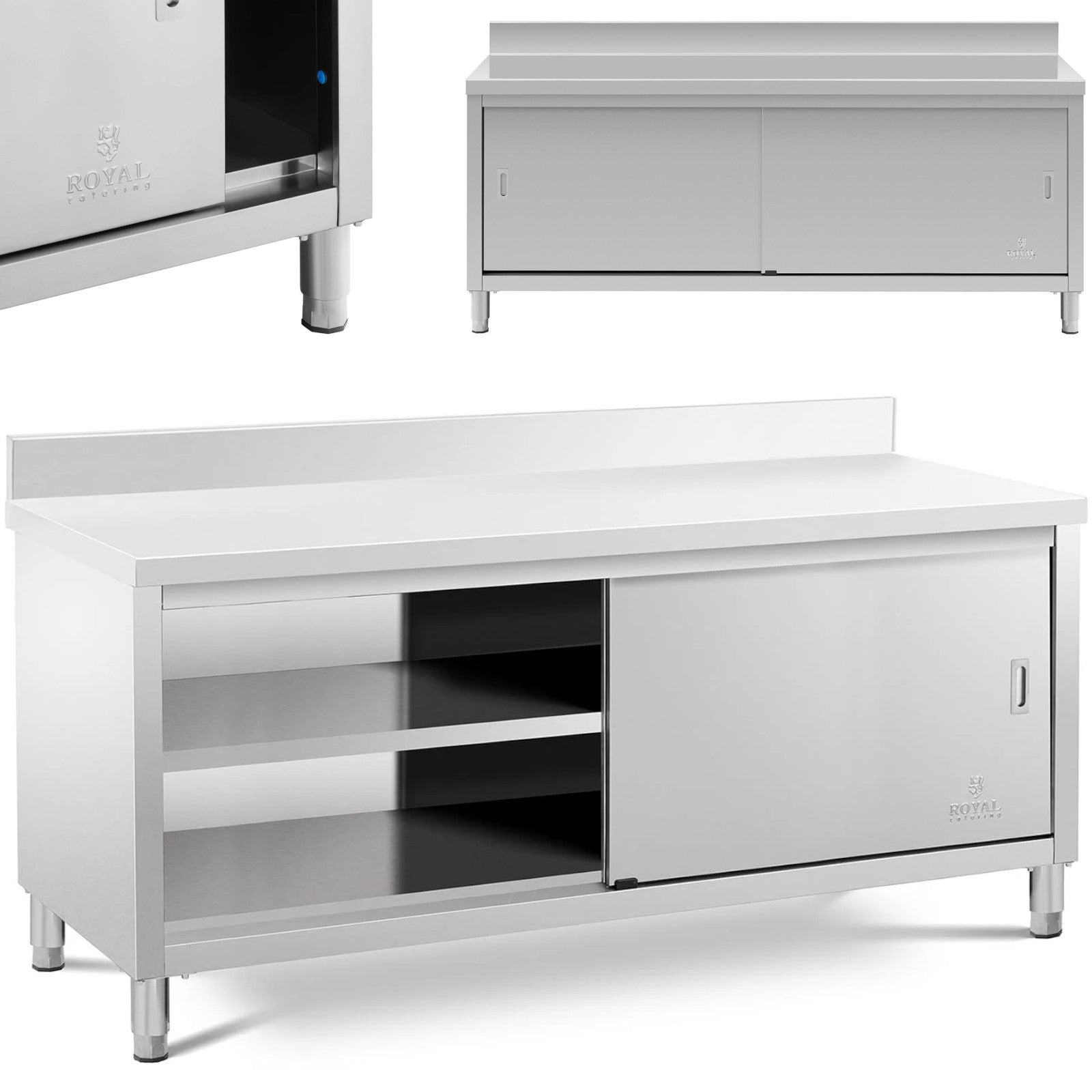 Tables – Table, wall-mounted worktop with cabinet and sliding door - Carlat