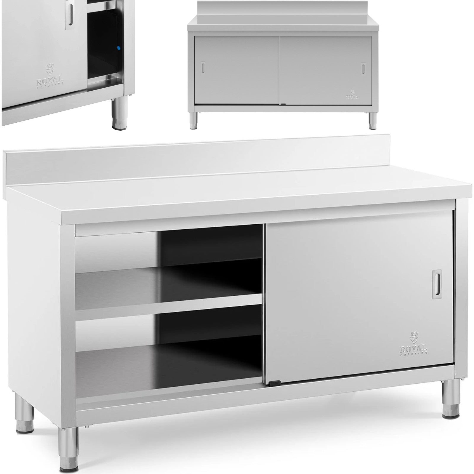 Tables – Table, wall-mounted worktop with cabinet and sliding door - Carlat