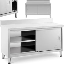 Tables – Table, wall-mounted worktop with cabinet and sliding door - Carlat