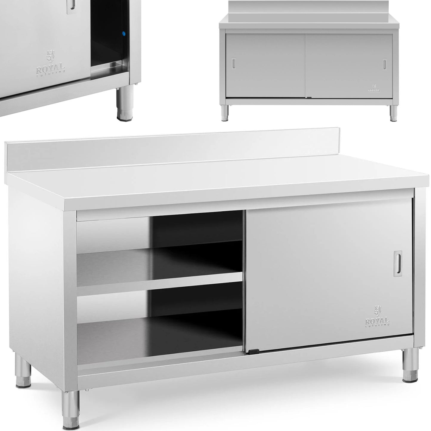 Tables – Table, wall-mounted worktop with cabinet and sliding door - Carlat
