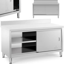 Tables – Table, wall-mounted worktop with cabinet and sliding door - Carlat