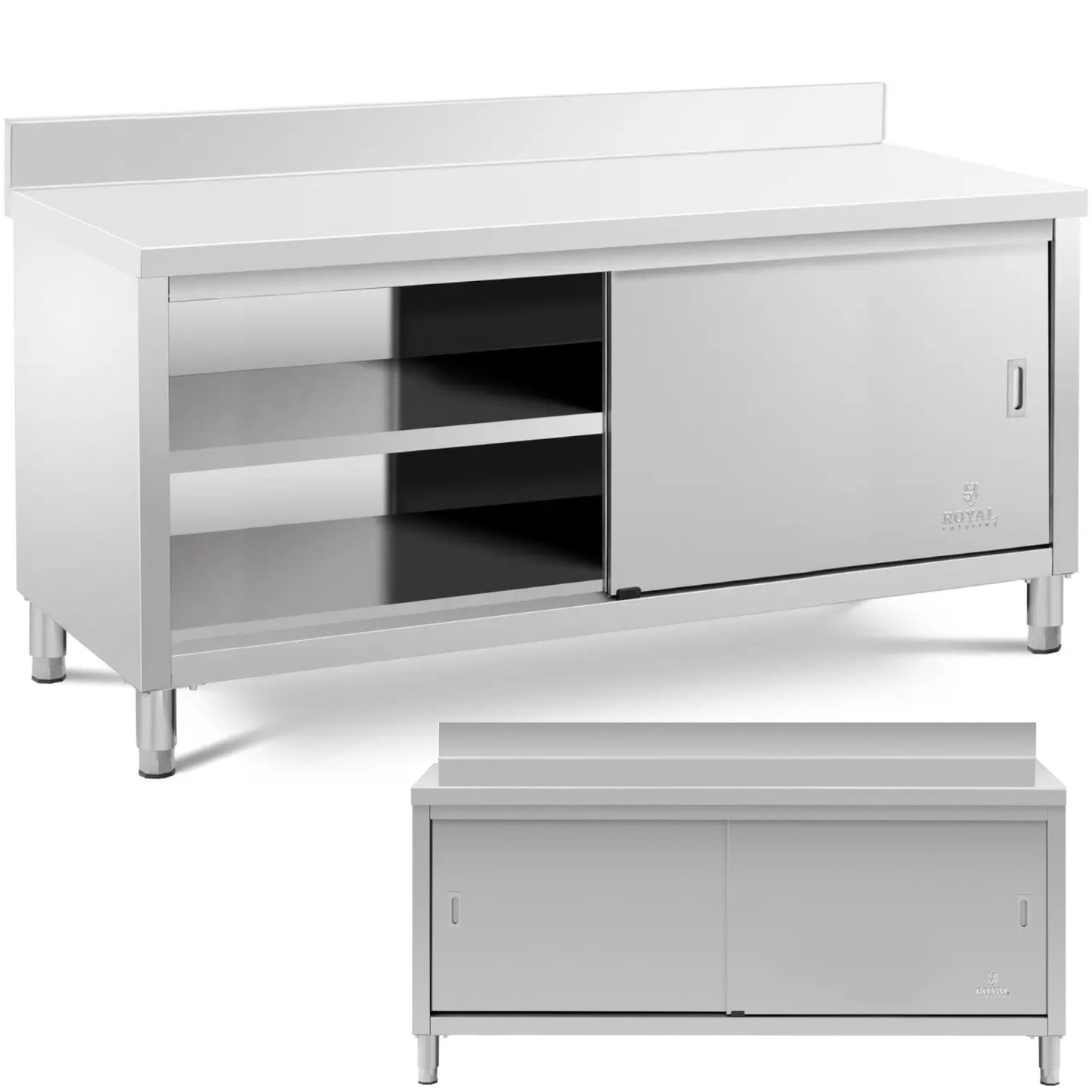 Tables – Table, wall-mounted worktop with cabinet and sliding door - Carlat