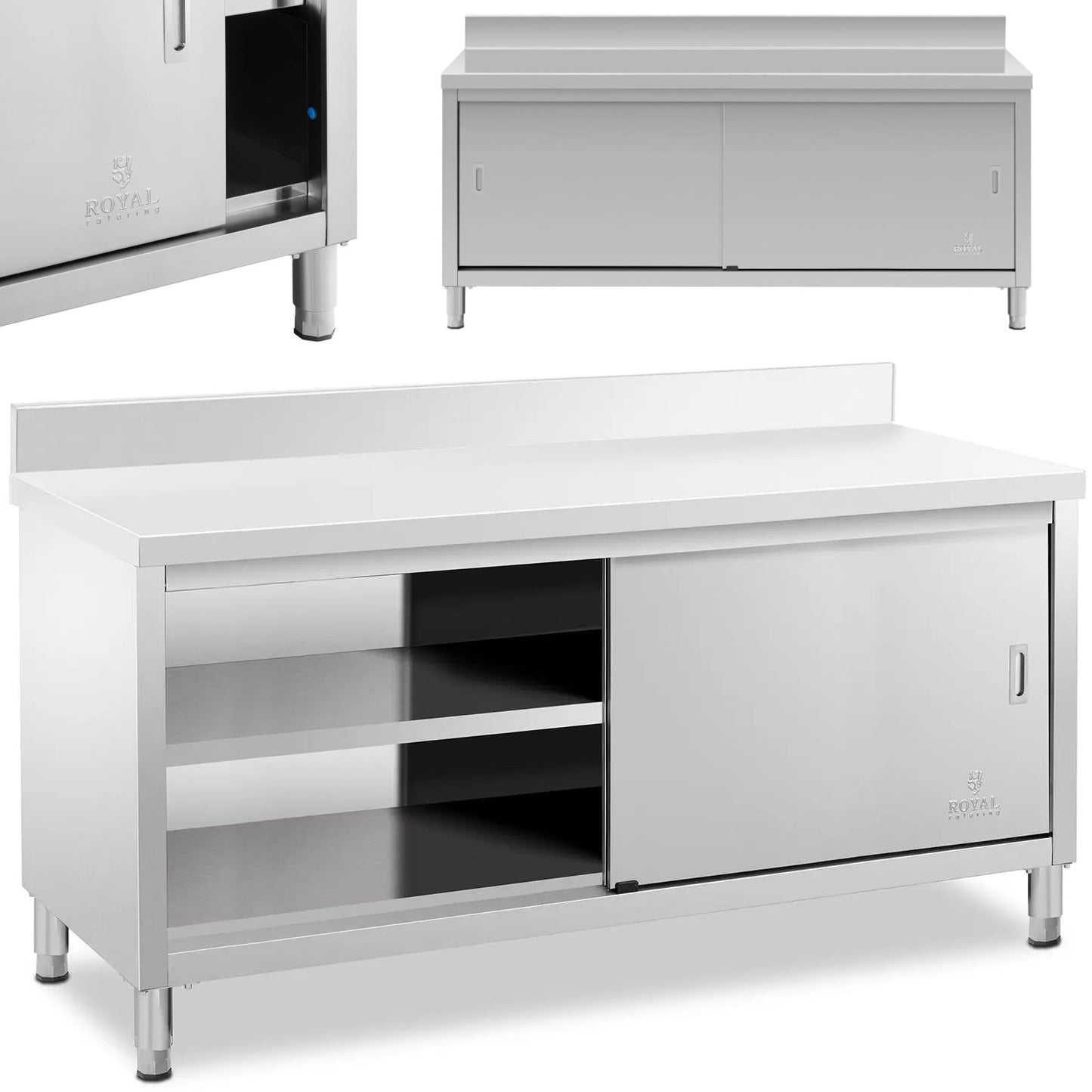 Tables – Table, wall-mounted worktop with cabinet and sliding door - Carlat