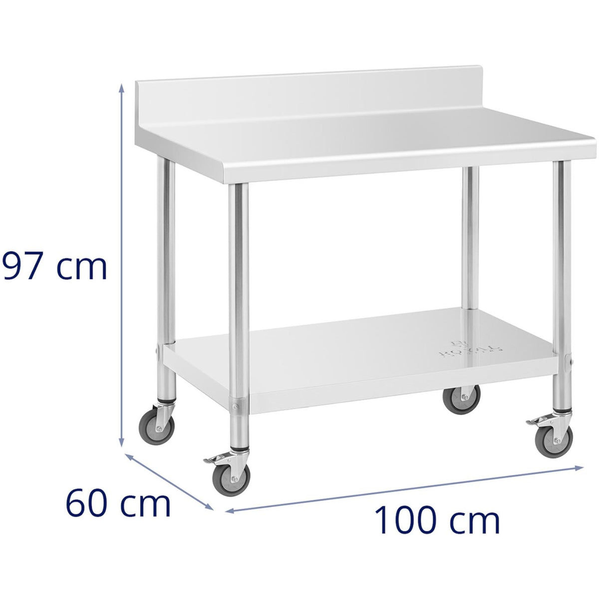 Tables – Table, wall-mounted worktop with edge, on wheels, 1 - Carlat
