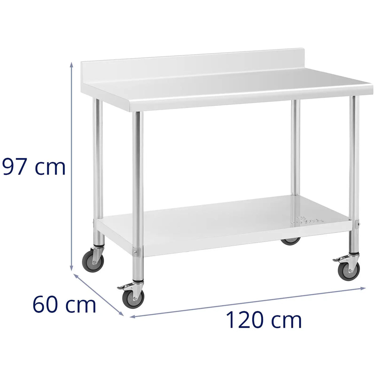 Tables – Table, wall-mounted worktop with edge, on wheels, 1 - Carlat