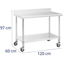 Tables – Table, wall-mounted worktop with edge, on wheels, 1 - Carlat