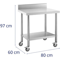 Tables – Table, wall-mounted worktop with edge on wheels, 2 - Carlat