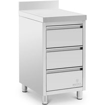 Tables – Wall-mounted catering cabinet with edge, 3 drawers, STEEL, - Carlat