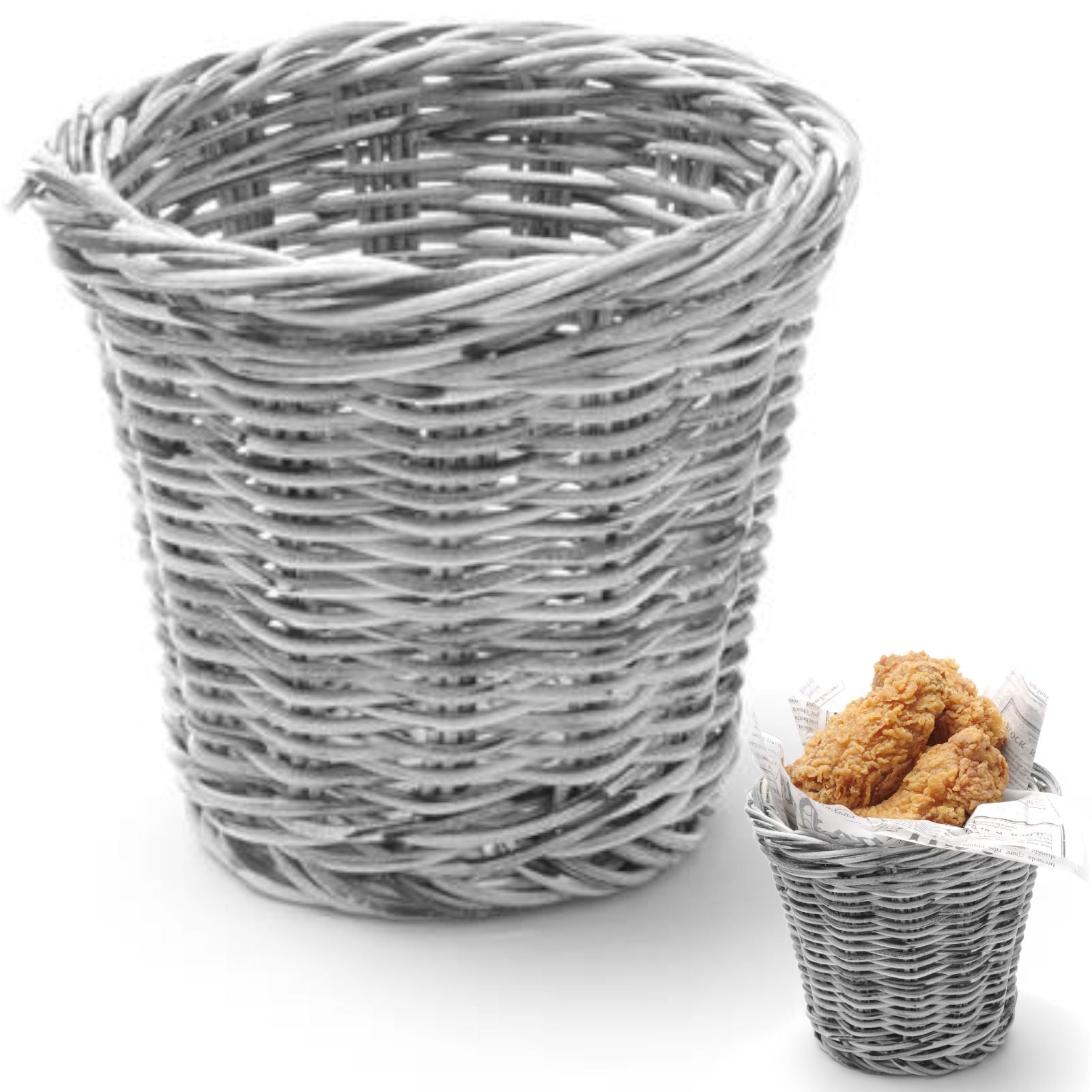 Tableware – Basket for serving fried snacks, gray melange, diameter. - Carlat