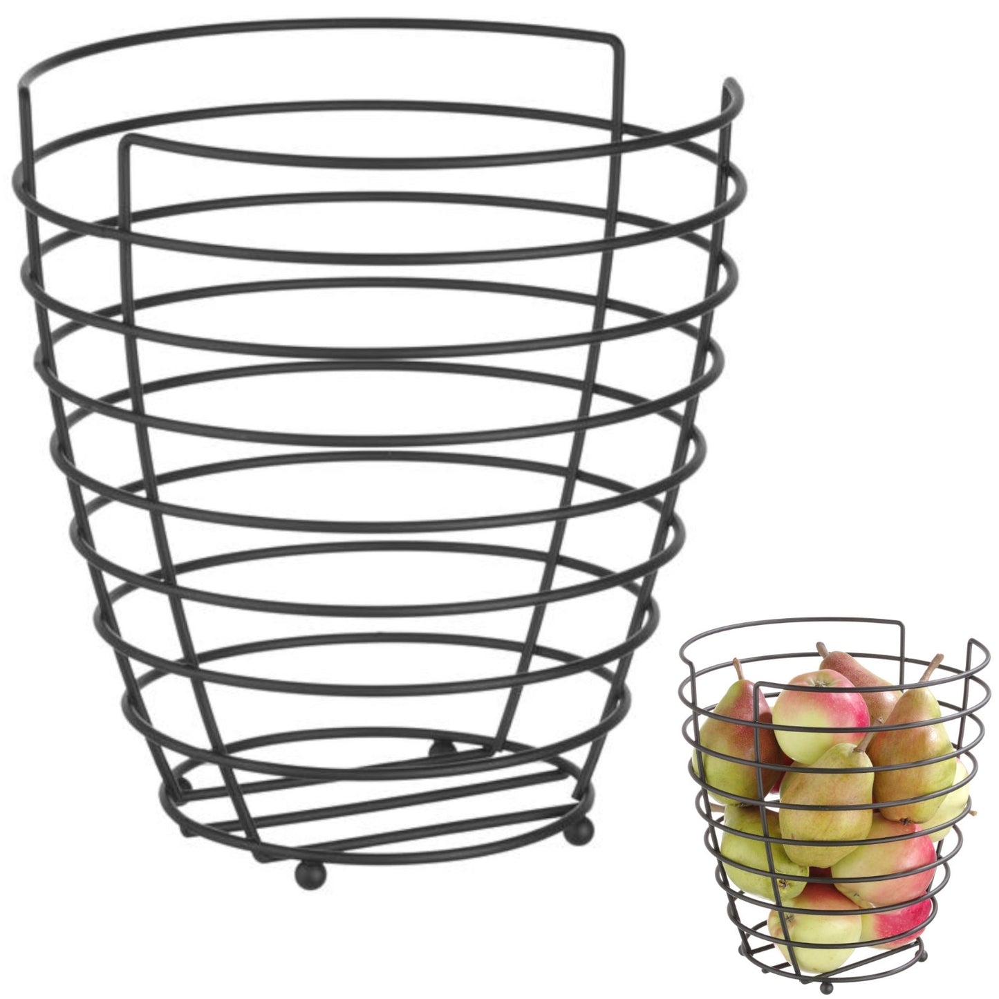 Tableware – Basket, wire fruit bowl, black with matte coating, - Carlat