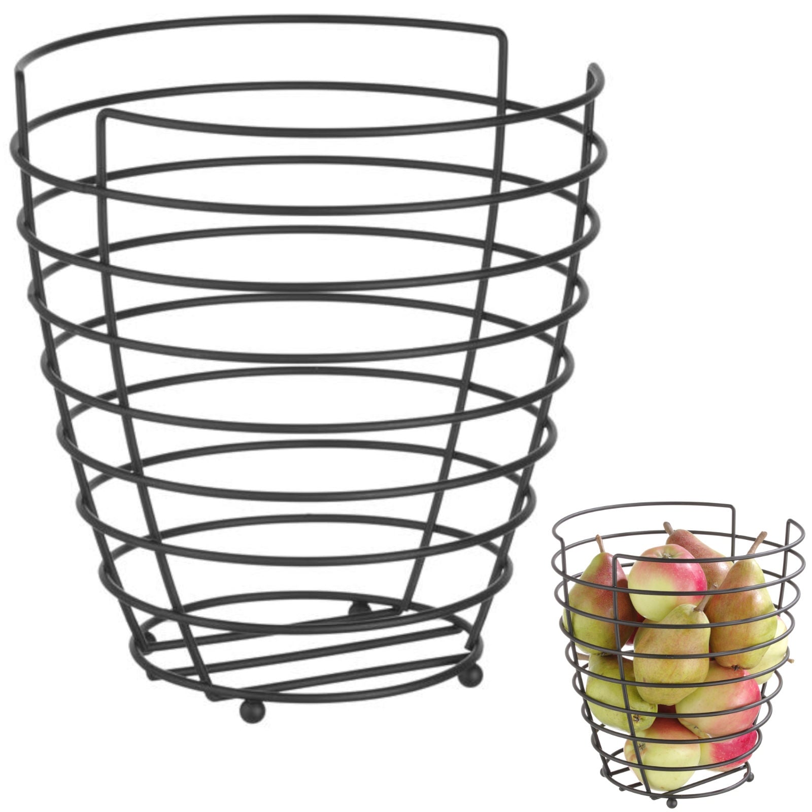 Tableware – Basket, wire fruit bowl, black with matte coating, - Carlat