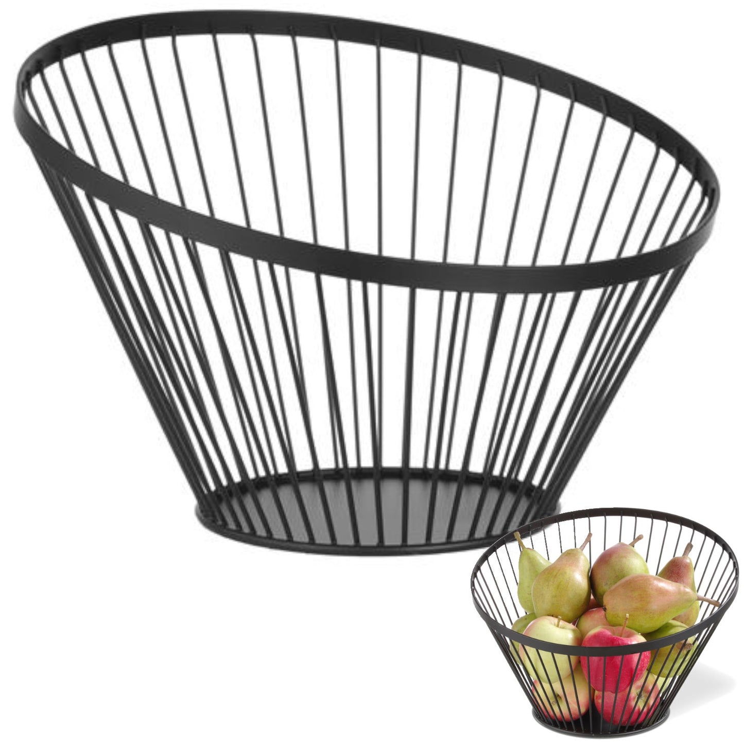 Tableware – Basket, wire fruit bowl, black with matte coating, - Carlat